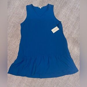 NWT Lucky Brand Women’s blue ruffle hem sleeveless gauze dress 2XL
